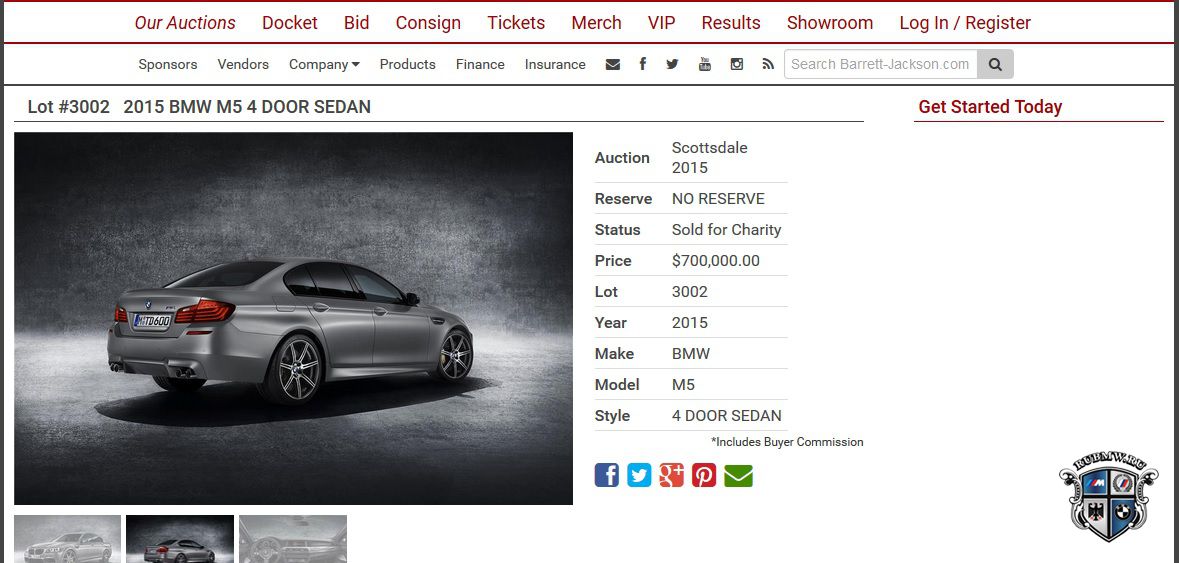 BMW 30 Jahre M5 продан за 700 000 $
